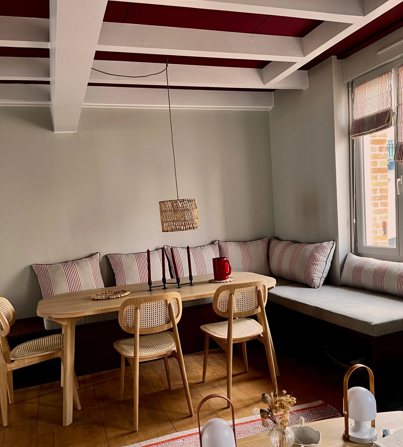 Banquette et Coussins sur mesure en tissus Pays Basque